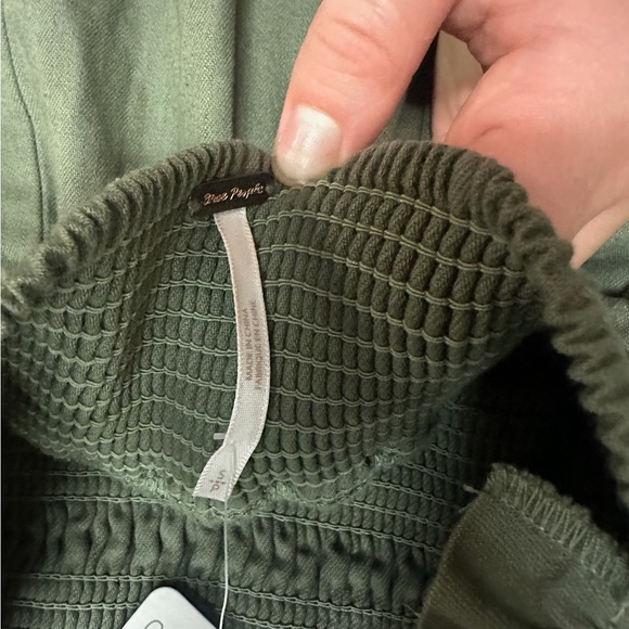 Free People This is Everything Denim Smocked Mini Dress Women’s Small Green NWT - Picture 6 of 12